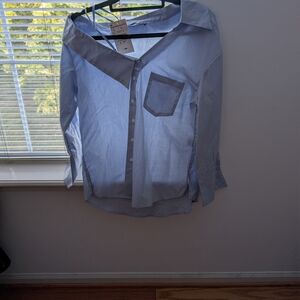 Light Blue Women's Off-Shoulder Shirt